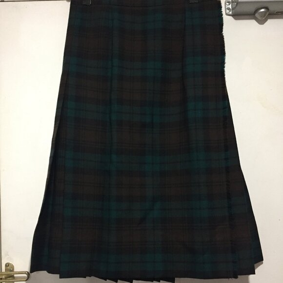 WOOL VINTAGE PLAID PLEATED KILT SKIRTS SIZE 14 - Picture 3 of 7